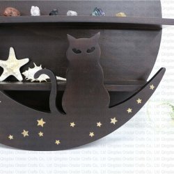 Wood moon shelf with cat shape - 2