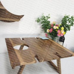 wood outdoor picnic table, foldable wine table  - 5