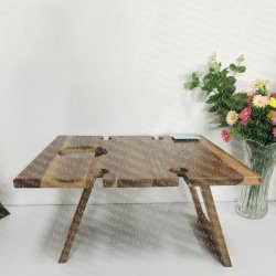 wood outdoor picnic table, foldable wine table  - 4