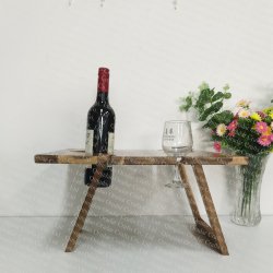 wood outdoor picnic table, foldable wine table  - 2